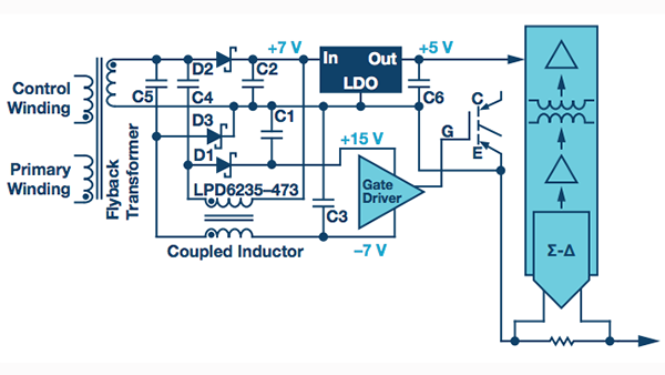 栅极驱动和电流反馈转换器的隔离电源电路